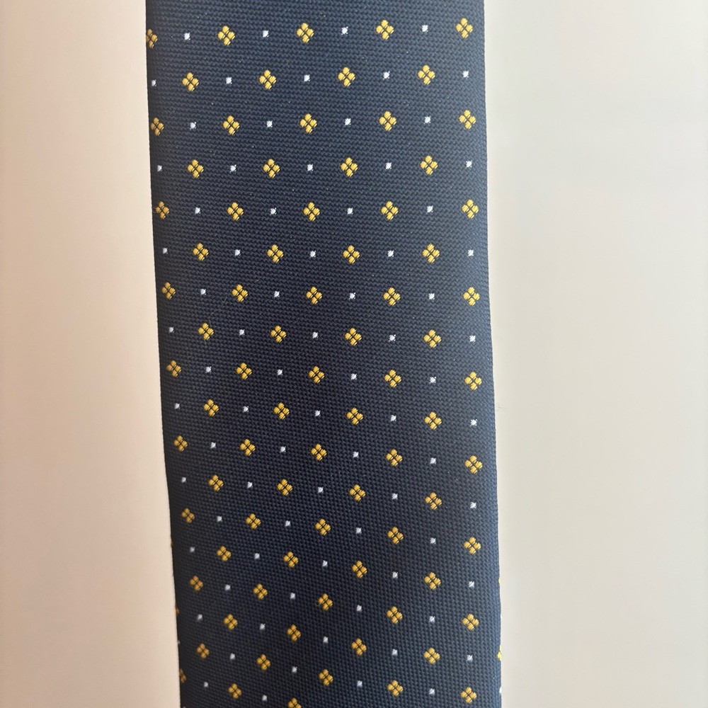 Peek a Boo/Nude Woman Blue and Gold 100% Silk‎ Tie with Classic Patterns